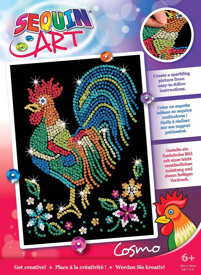 Sequin Art Red Rooster Cockerel, Sparkling Arts and Crafts Kit; Creative Crafts for Adults and Kids - Image 1